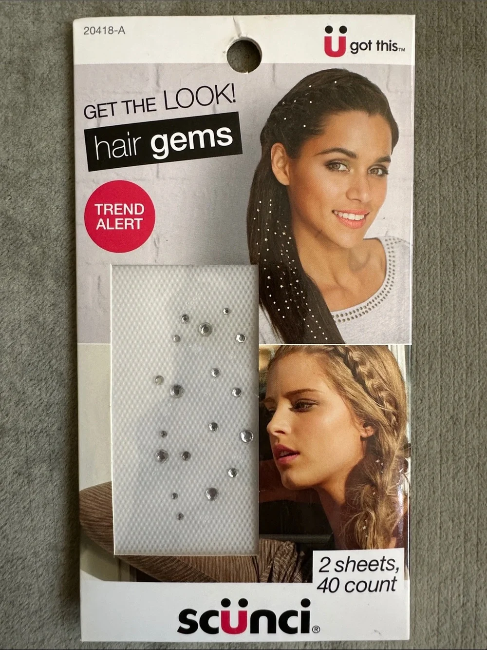 scunci Crystal Hair Gems Adhesive Jewel Accents NWT